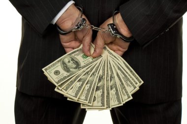 Dollar bills and handcuffs clipart