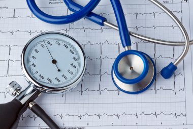 Blood pressure measurement and ecg curve clipart