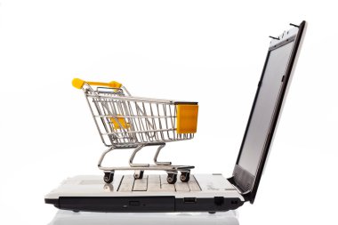Shopping carts and computer keyboard clipart