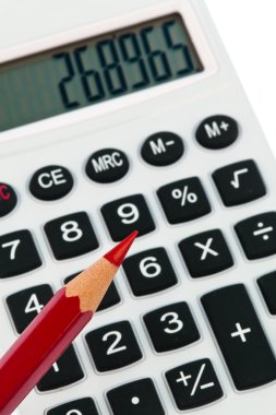 Red pencil and calculator clipart