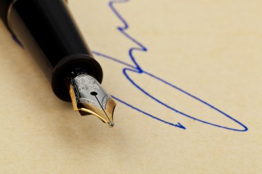 Fountain pen with signature clipart