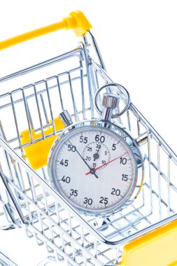 Stopwatch in a shopping cart clipart