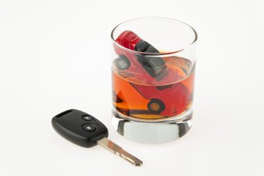 Alcohol and car. alkolenker. clipart