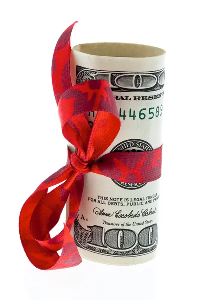 Dollarsedlar som en monetär gåva — Stockfoto