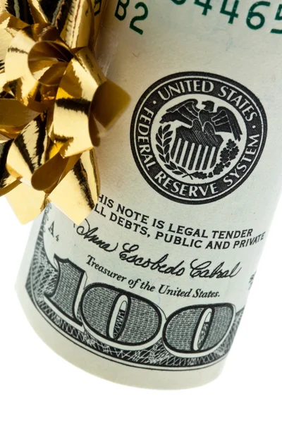 Billetes de dólar como regalo monetario — Foto de Stock