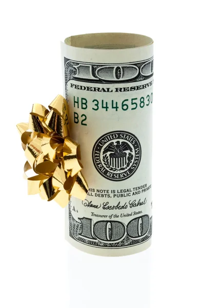 Dollar bills as a monetary gift — Stock Photo, Image