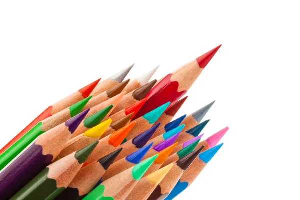 하얀 배경에 색으로 칠 해진 연필 — 스톡 사진
