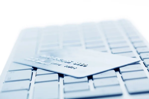 Computer keyboard and credit card — Stock Photo, Image