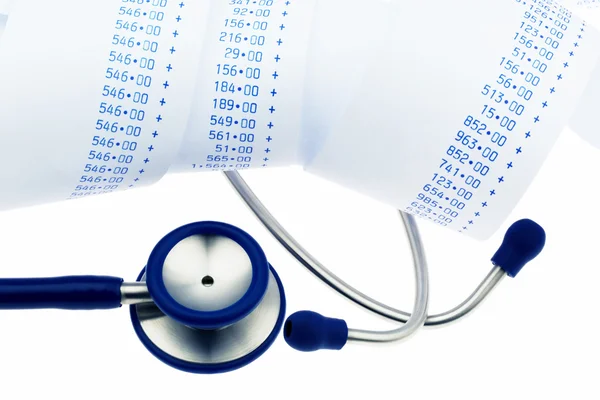 Stethoscope and computer strips — Stock Photo, Image