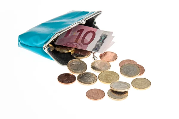 Çanta ile euro coins — Stok fotoğraf