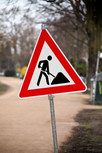 Znak i znaki drogowe budowlane — Zdjęcie stockowe