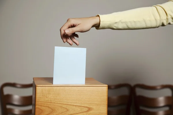 stock image Woman in voting booth