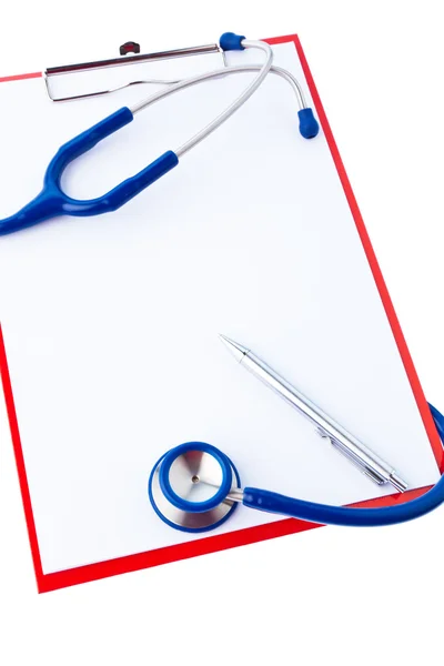 Clipboard with notes and stethoscope — Stock Photo, Image