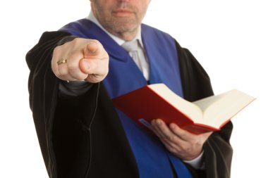 Judge in court with code clipart