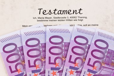 Euro banknotes and testament clipart