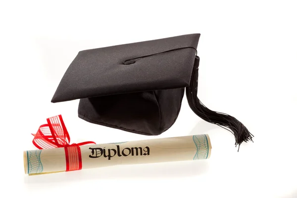 Papelão e diploma — Fotografia de Stock