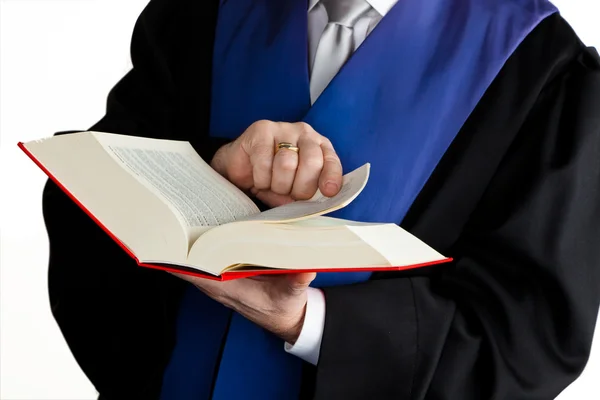 Judge in court with code — Stock Photo, Image
