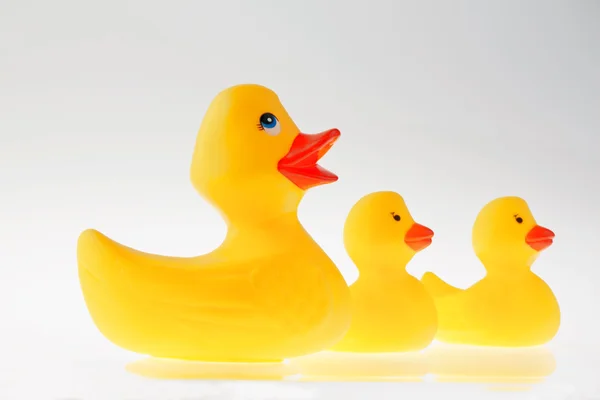 Żółte kaczki z tworzyw sztucznych — Zdjęcie stockowe