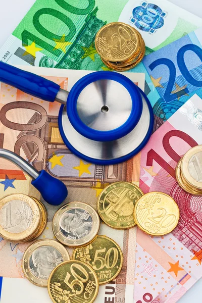 Stetoskop i Uwaga 10 euro — Zdjęcie stockowe