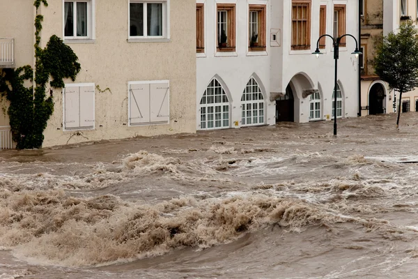 High water and flooding in steyr — Stock Photo, Image
