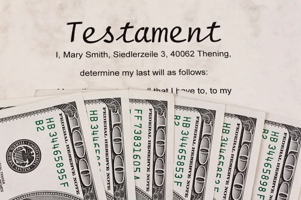 Dolar i angielski Testamentu — Zdjęcie stockowe
