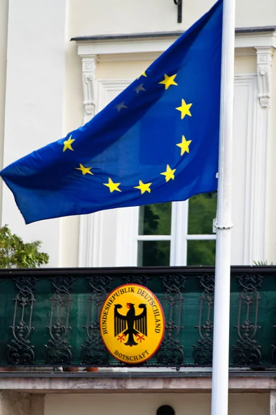 stock image Shield of the german embassy