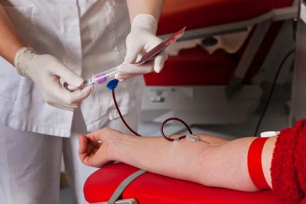 Blood from the blood donation — Stock Photo, Image