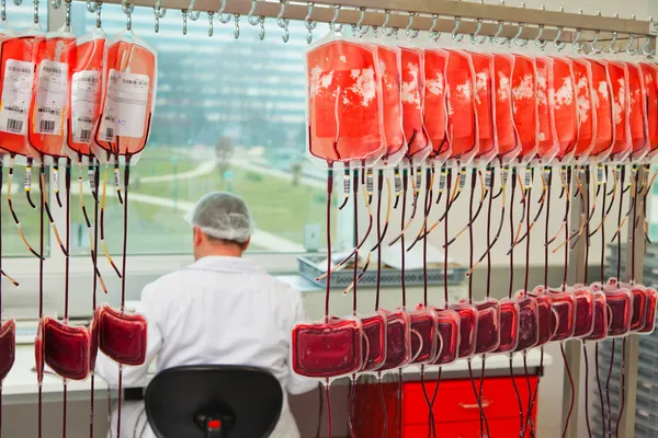Utredning av blodgivare i blod lab — Stock fotografie