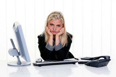 Women with stress in the office clipart