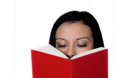 Woman with book reading clipart