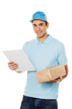 Messenger of messenger delivers mail service package clipart