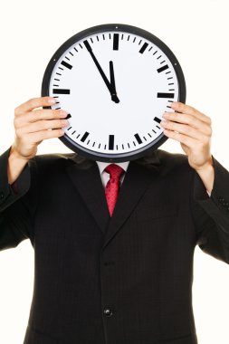 Manager in the head before stress with clock clipart