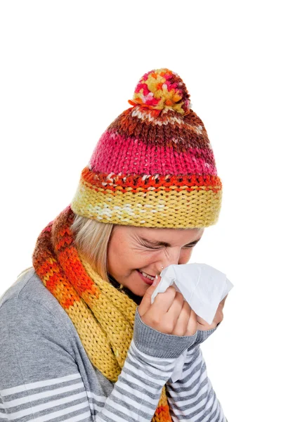 Mujer con rinitis y frío —  Fotos de Stock