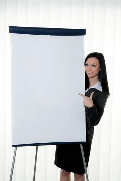 Coach flip chart in front of empty training — Stock Photo, Image