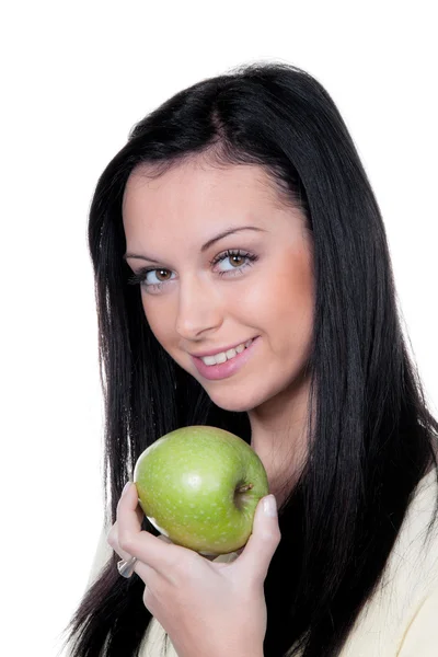 Apple, meyve ve diyet vitamin olan kadın — Stok fotoğraf