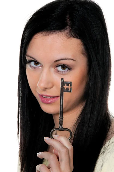 Frau mit Hausschlüssel — Stockfoto