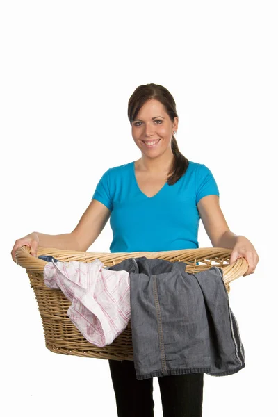 A young woman has wash-day — Stock Photo, Image