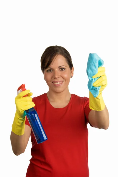 Καθαρίστρια με καθαριστικό — Φωτογραφία Αρχείου