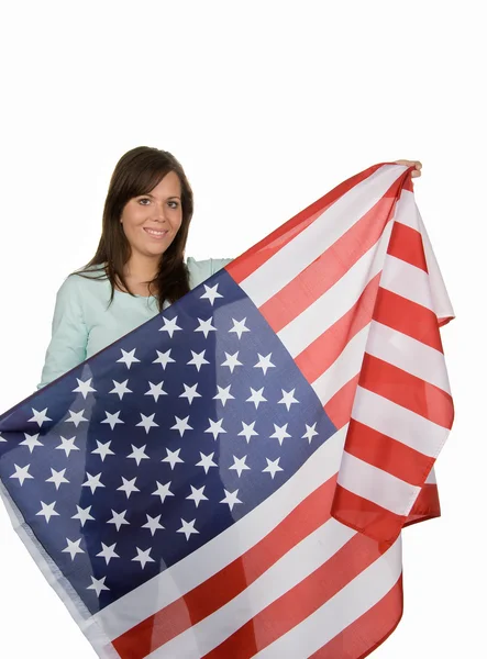 Eine junge Frau mit einer Nationalflagge — Stockfoto