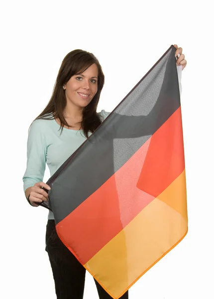 Молода жінка з національним прапором — стокове фото
