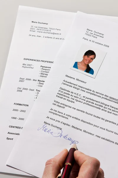 Schrijven voor toepassing en cv — Stockfoto