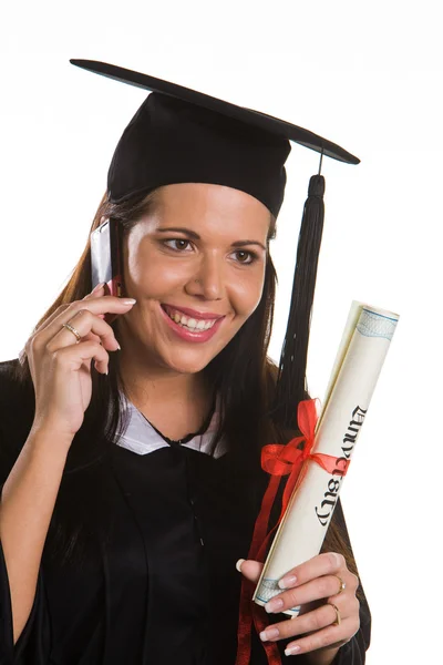 Mujer joven con un doctorado — Foto de Stock