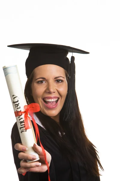 Ung kvinna med en doktorsexamen — Stockfoto