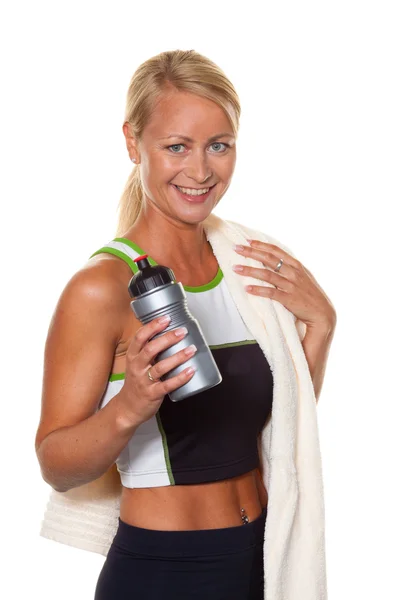 Sporty young woman after a workout in the fitness — Stock Photo, Image