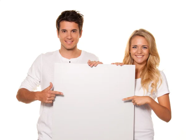 Pair with empty poster to advertise — Stock Photo, Image