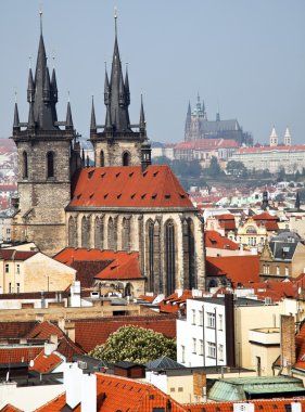 Prague, city and skyline view from the powder tower clipart