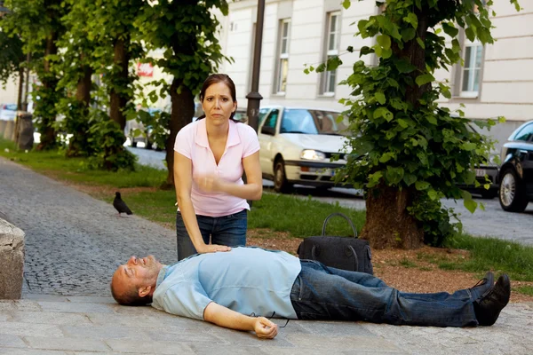 Cardiac massage. first aid for heart attack — Stock Photo, Image