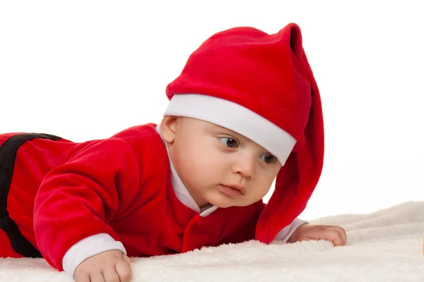 Lilla bebis som jultomten — Stockfoto