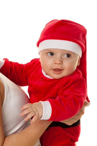 Pequeno bebê como Papai Noel — Fotografia de Stock