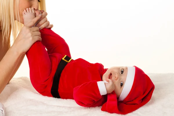 Little baby as santa claus — Stock Photo, Image